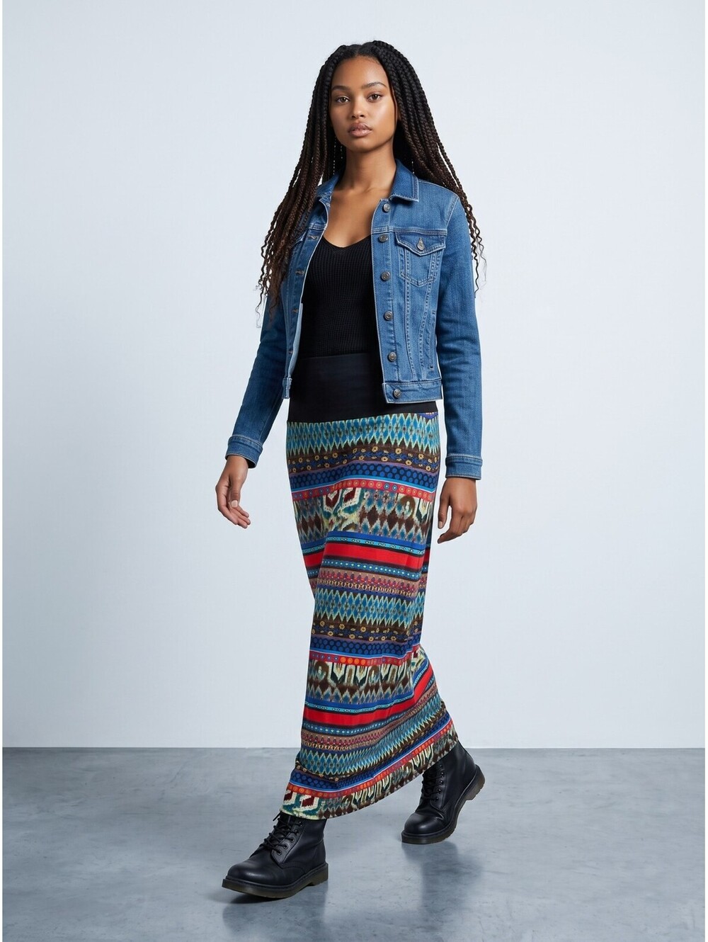 Women with Control NWT Maxi Skirt-Size XS-Multicolor Cool Tones